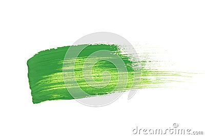 Green brush stroke isolated on white background. Green abstract stroke. Colorful green acrylic watercolor brush stroke Stock Photo