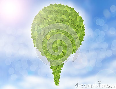 Green bubble made of green leaves on sky background Stock Photo