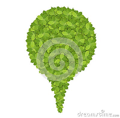 Green bubble made of green leaves on white Stock Photo