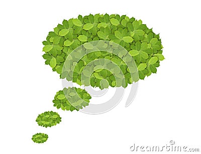 Green bubble made of green leaves on white Stock Photo