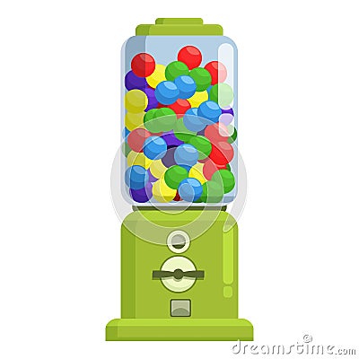 Green bubblegum machine icon cartoon vector. Slot equipment Vector Illustration