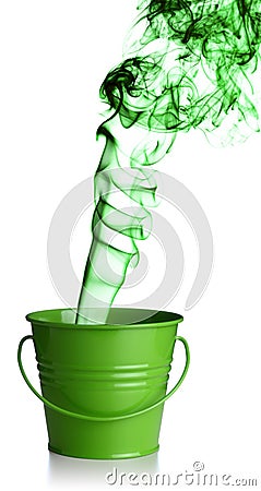Green bucket Stock Photo