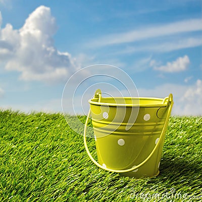 Green bucket Stock Photo