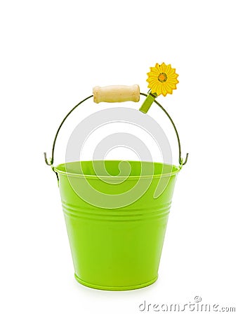 Green bucket on white Stock Photo