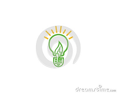 Green bulb eco energy template concept vector Cartoon Illustration