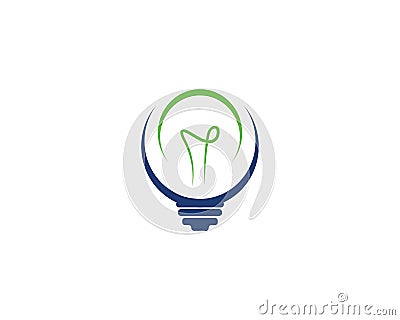 Green bulb eco energy template concept vector Cartoon Illustration