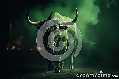 Green bull business. Generate Ai Stock Photo