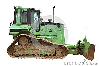 Green bulldozer. Stock Photo