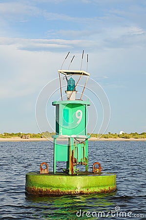 Green Buoy Marker Stock Photo