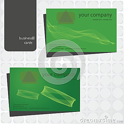 Green business card template Vector Illustration