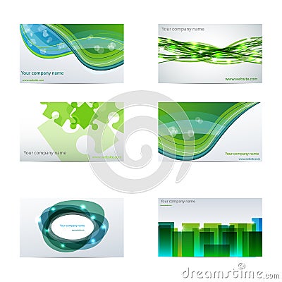 Green business cards Vector Illustration