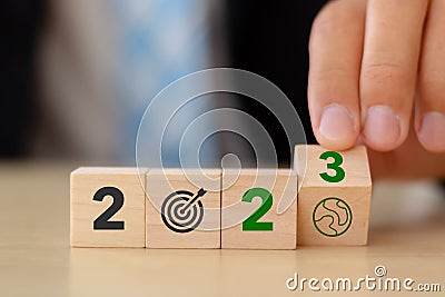 2023 Green business, enviromental sustainability target Stock Photo