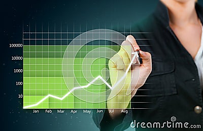 Green business graph showing growth Stock Photo