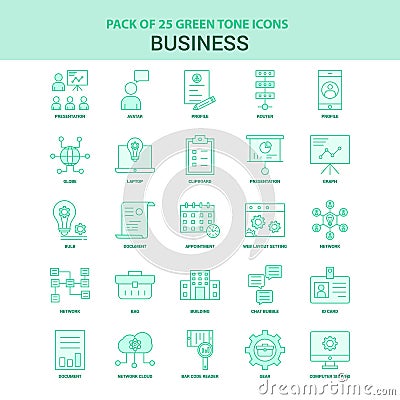 25 Green Business Icon set Vector Illustration