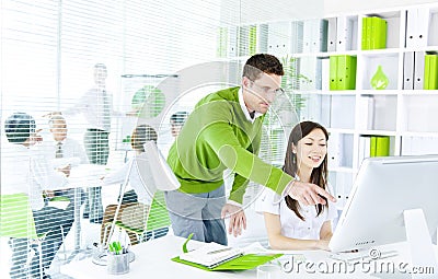 Green Business Meeting in Meeting Room Stock Photo