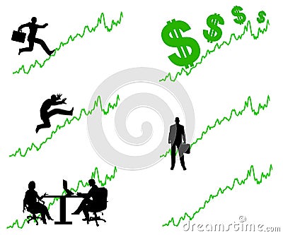 Green Business Profits Going Up Cartoon Illustration