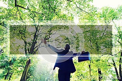 Green Business Success Happiness Forest Freedom Concept Stock Photo