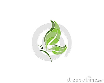 Green butterfly leaf logo design template Vector Illustration