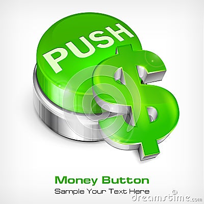 Green button with dollar Vector Illustration