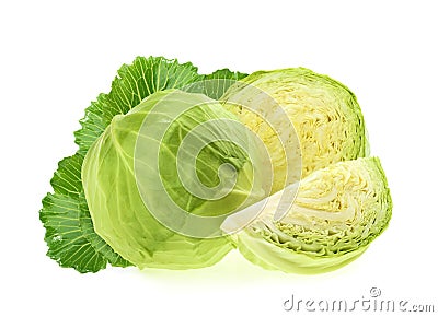 Green cabbage isolated on white background Stock Photo