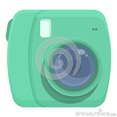 Green camera icon cartoon vector. Digital photo Vector Illustration