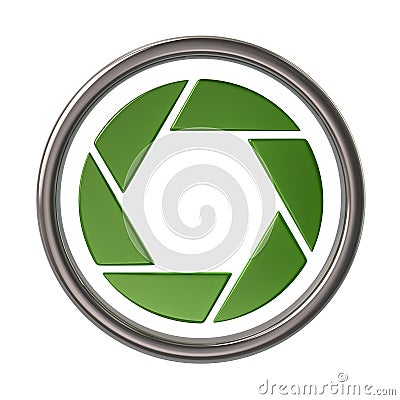 Green camera shutter icon Stock Photo