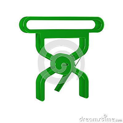 Green Camping portable folding chair icon isolated on transparent background. Rest and relax equipment. Fishing seat. Stock Photo