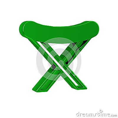 Green Camping portable folding chair icon isolated on transparent background. Rest and relax equipment. Fishing seat. Stock Photo