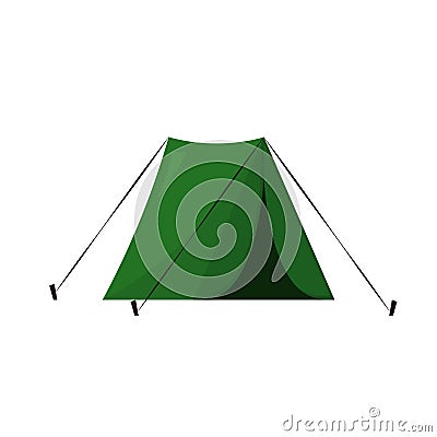 Green camping tent in a flat style Cartoon Illustration