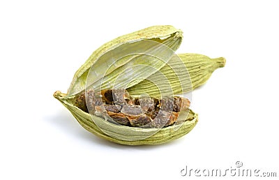 Green cardamon seeds isolated on a white background Stock Photo