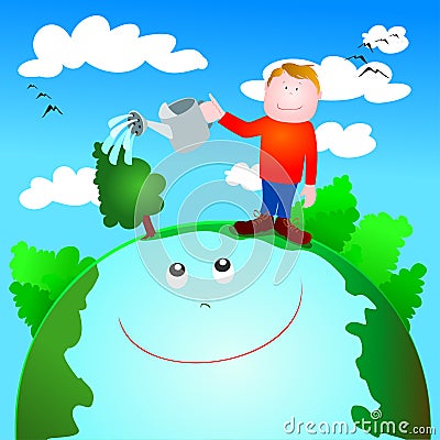 Green care and environmental protection Vector Illustration