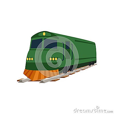 Green cargo or passenger train locomotive vector Illustration Vector Illustration