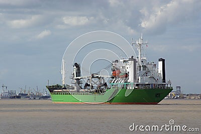 Green Cargo Ship Stock Photo