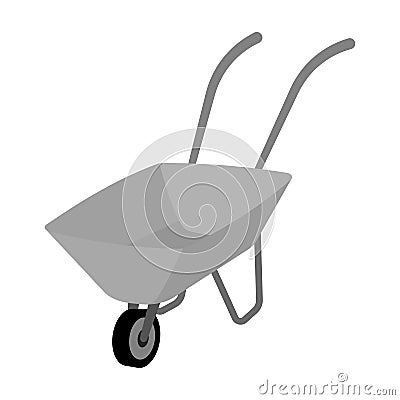 Green cart with wheel and handles. The means of transportation of small cargoes on the territory of the mines.Mine Vector Illustration