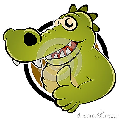 Green cartoon alligator Vector Illustration