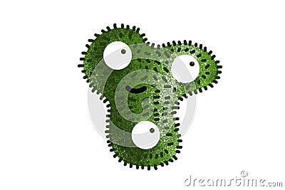 Green cartoon bacterium isolated on white background Stock Photo