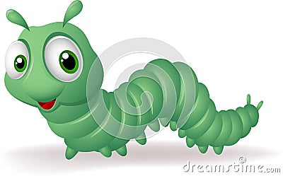 Green cartoon caterpillar on a white background Vector Illustration