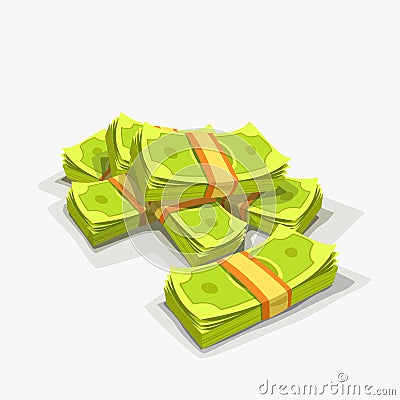 Green cartoon pile of money Vector Illustration