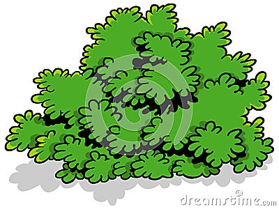 Green Cartoon Shrub Vector Illustration