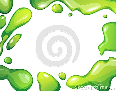 Green cartoon slime drops background. Blob splashes for banners. Kids sensory toy. Vector illustration Vector Illustration