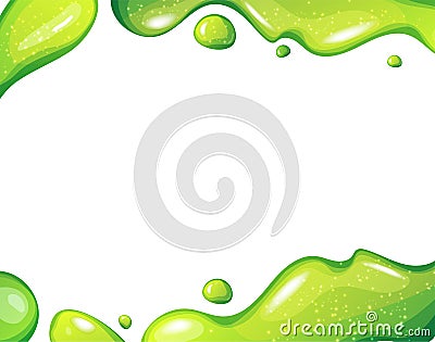 Green cartoon slime drops background. Blob splashes for banners. Kids sensory toy. Vector illustration Vector Illustration