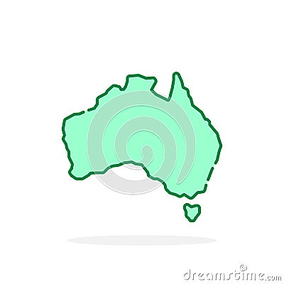 Green cartoon thin line australia icon Vector Illustration