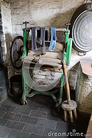 Old cast iron clothes mangle or wringer Stock Photo