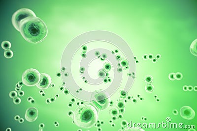 Green cell background. Life and biology, medicine scientific, molecular research dna. 3d rendering Stock Photo