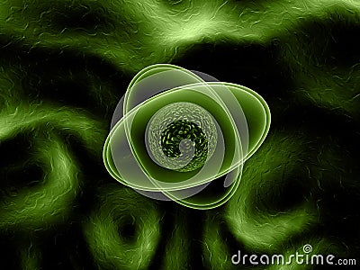 Green cell - 3D illustration Cartoon Illustration