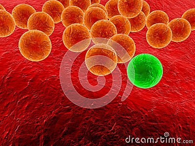 Green cell make of difference - 3D illustration Cartoon Illustration