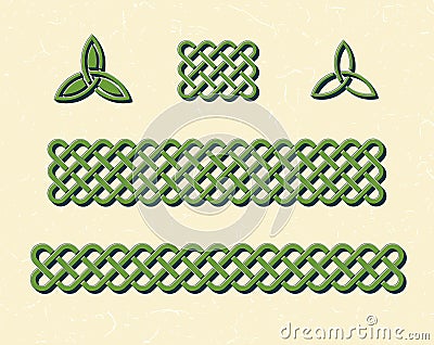 Green celtic borders and elements Vector Illustration