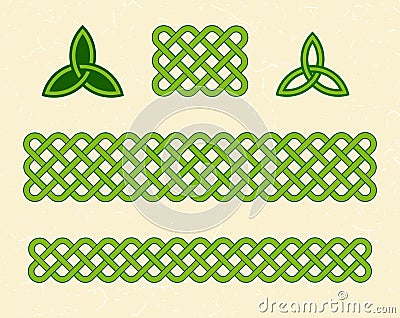 Green celtic borders and elements Vector Illustration