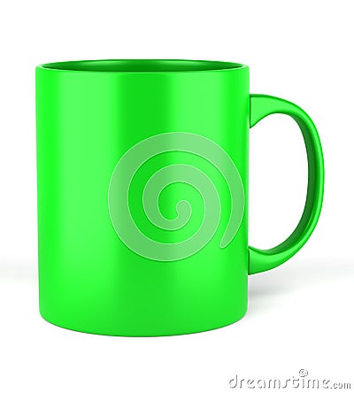 Green ceramic cup isolated on white Stock Photo