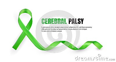 Green Cerebral Palsy Awareness Symbolic Ribbon Stock Photo